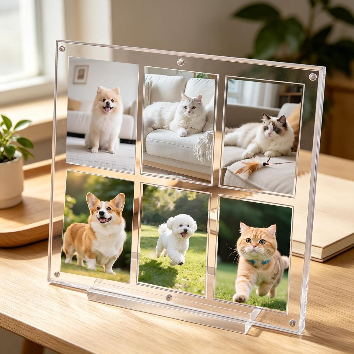 Duidelijke Frame Magnetische Display Houder voor 6 Slots Verzamelspeelkaarten met Transparante Beschermende Case en Stand