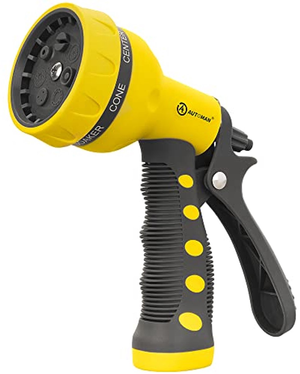 1 stuk - Tuinspuitmondstuk set - Gele kleur - met rubberen bekleding - Hogedruk tuinspuit - Multifunctionele spuitkop - Voor tuinslang - Geschikt voor water geven van planten en schoonmaakwerkzaamheden in de tuin thuis