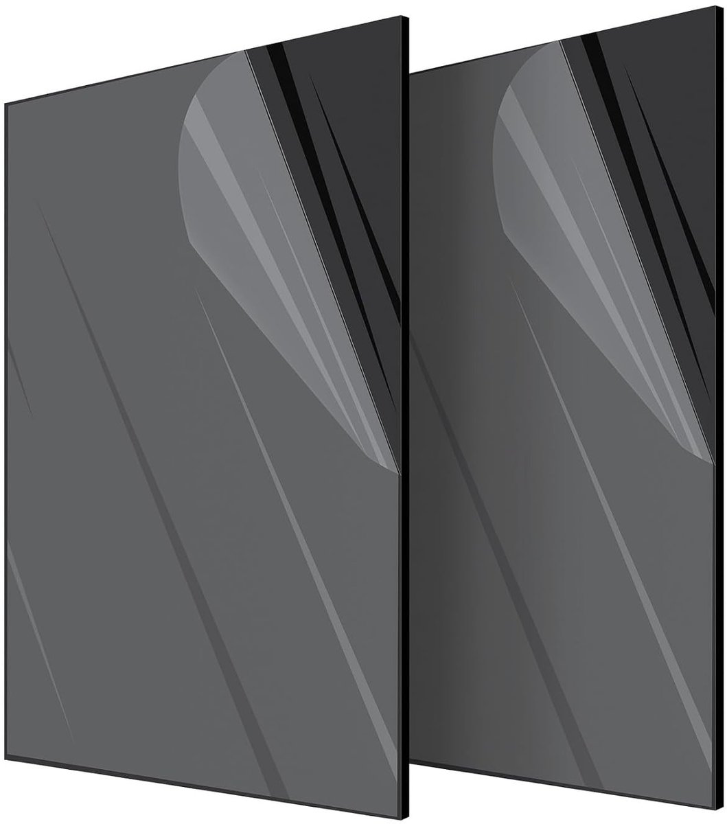 Set van 2 Zwarte ABS Kunststof Platen 30 x 20 cm Dikte 3 mm Voor DIY Decoratie en Laser Cut Modellen