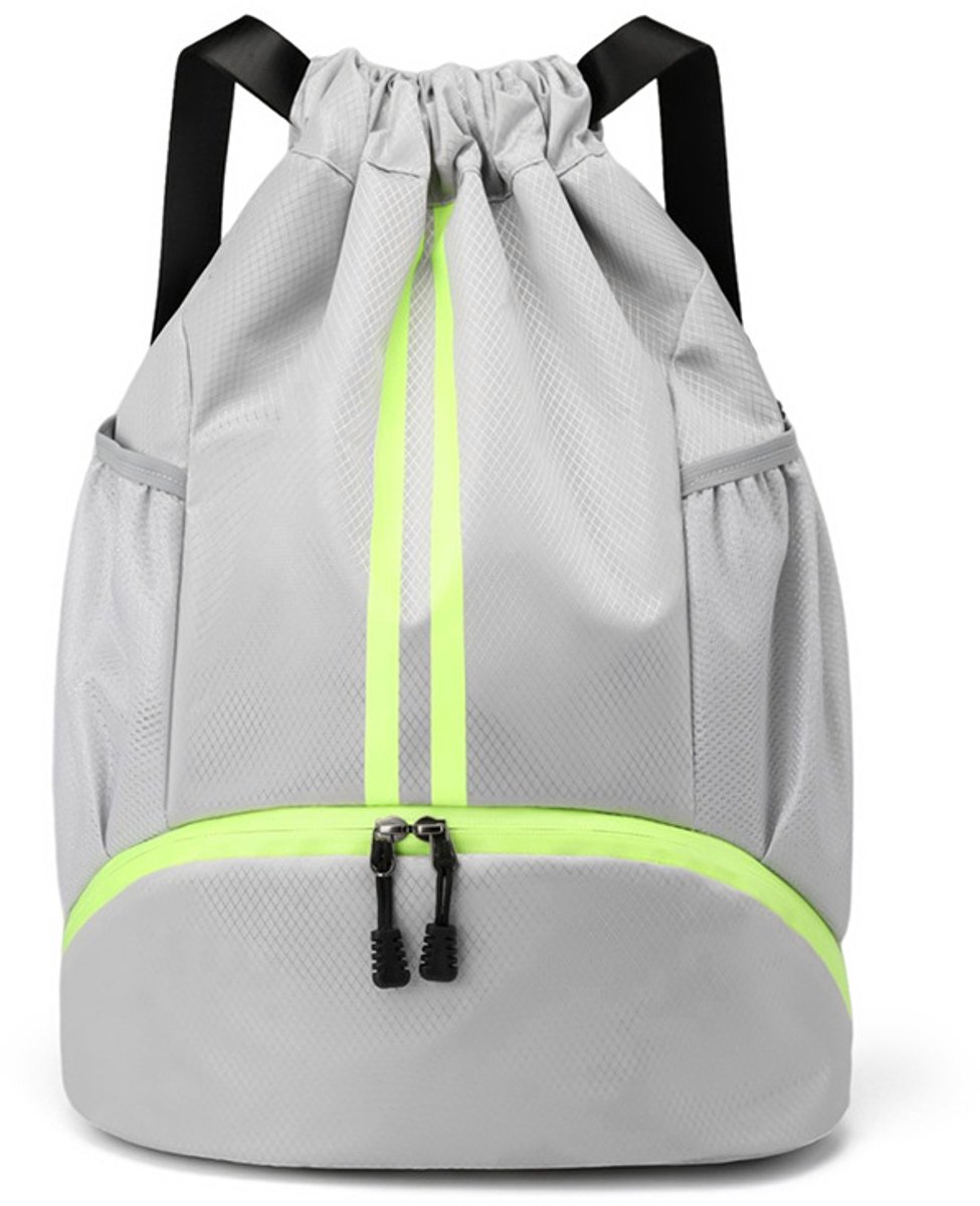 Zwemtas met Trekkoord - Sporttas Gymtas - Zwemmen en Sport - Apart Schoenenvak - 47 x 32 cm - Grijs