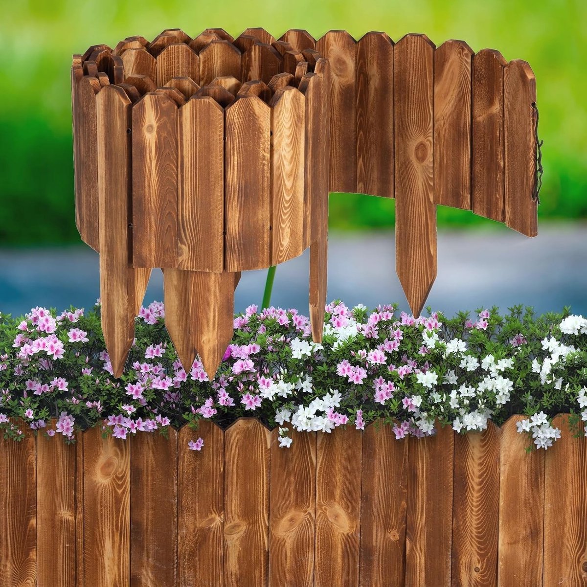 Flexibele Houten Tuinrand voor Bloembedden, 15 cm x 120 cm, Ideaal voor Tuinpaden en Landschapsdecoratie