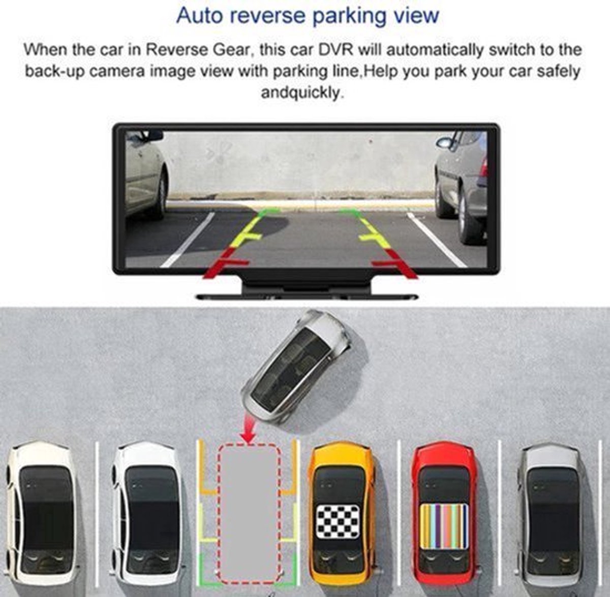 Dashcam voor Auto - 10.26” Dashcam ADAS GPS Navigatie - Android 8.1 - Remote Monitor & Rijassistentie - 2G With 10m RCC - Zwart
