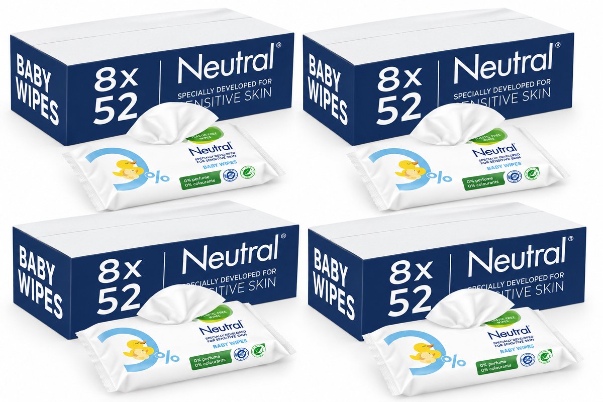 Neutral Baby Billendoekjes – 32 x 52 Stuks – 1.664 Billendoekjes – Grootverpakking