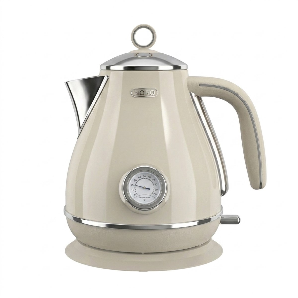 NorQ waterkoker - 1.7L - RVS - 2200W - 360° draaibare voet - BPA-vrij - Elektrisch - Analoge temperatuurmeter - Stone Beige