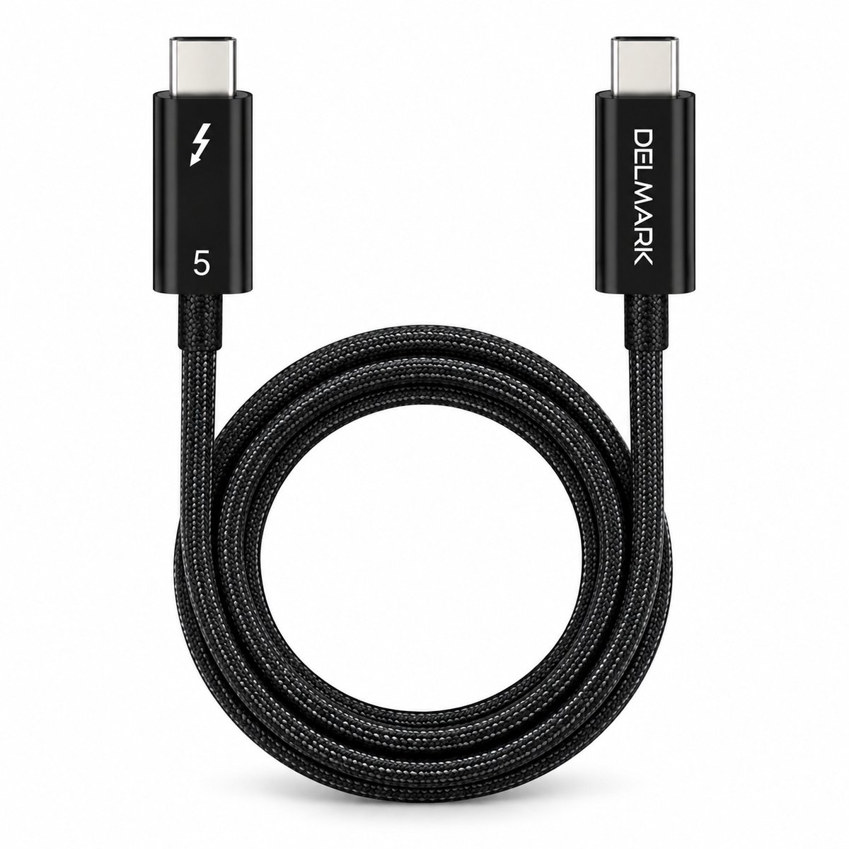 Delmark Thunderbolt 5 Kabel USB-C naar USB-C - 1 meter - 80 Gbps - 240W Power Delivery - 16K @ 60Hz - Gevlochten Nylon - Coaxiaal - Compatible met Thunderbolt 4 & USB4