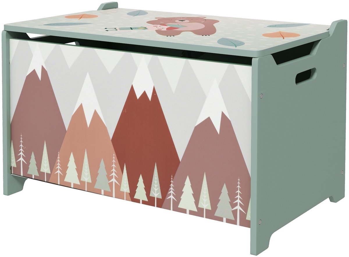 Speelgoedkist met opklapbaar deksel - 60x37x39cm - Groen