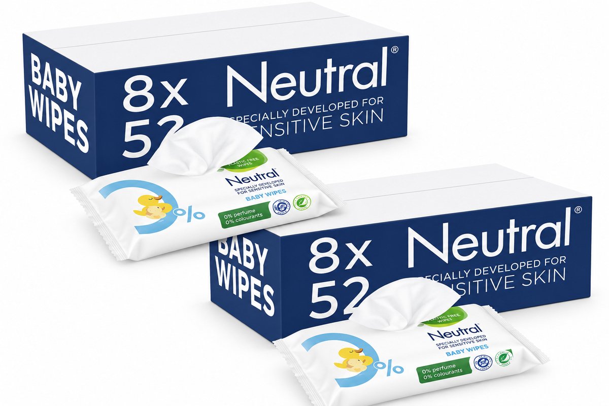 Neutral Baby Billendoekjes – 16 x 52 Stuks – 832 Billendoekjes – Voordeelverpakking