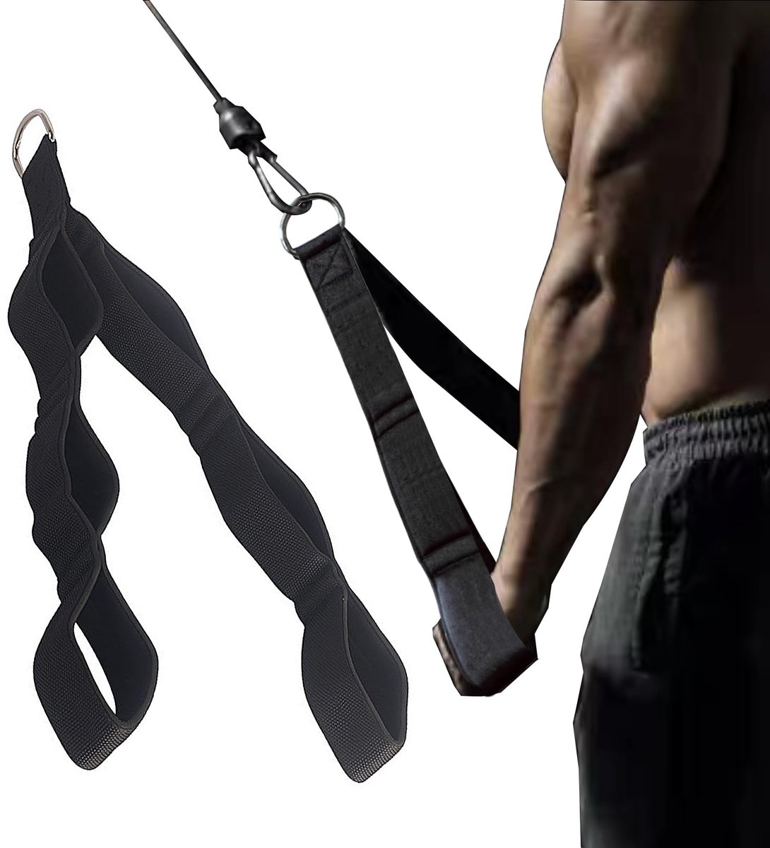 Tricepskabel - 3 Lengtes, Voor Kabeltrekker, Biceps & Latzug - Voor Push-Downs, Crunches, Facepulls, Professioneel Gebruik - Zwart