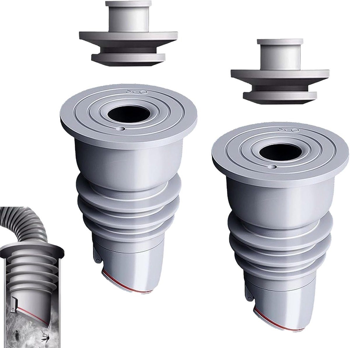 2 stuks - 35-40mm Wasmachine Afdichting Slangstop - Grijs - Afvoerslang voor Wasmachine Afvoerslangafdichting Wasmachine