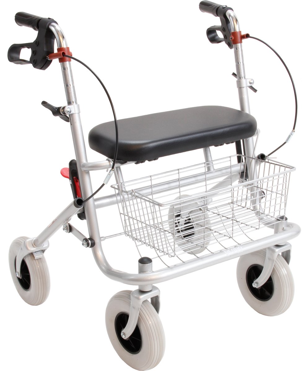 Premis Rollator voor Klein Volwassenen - Zitbreedte 50 cm - Opklapbaar - Belastbaar tot 100 kg - Metallic Zilver