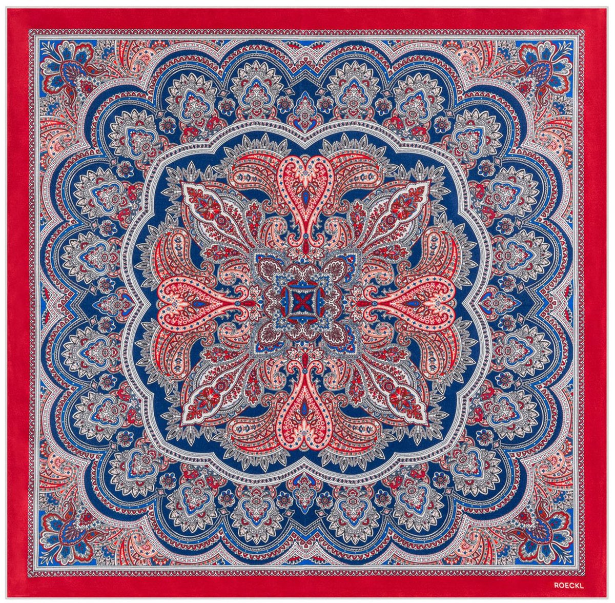 ROECKL sjaal Fine Paisley 53x53 Red / Navy veelkleurig