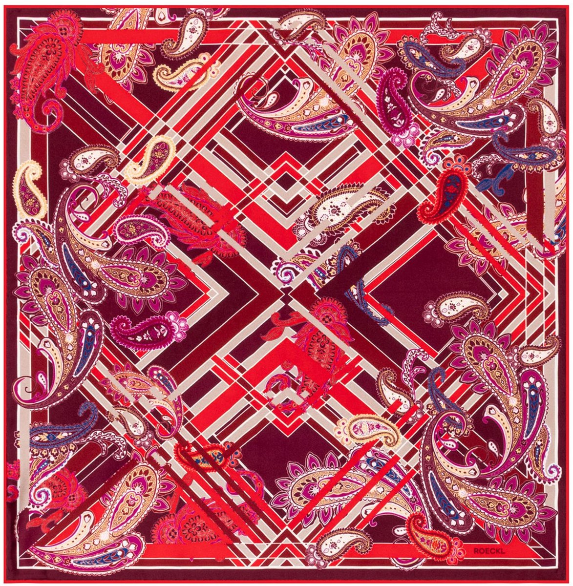 ROECKL sjaal Check Paisley 53x53 Multi Red donkerrood