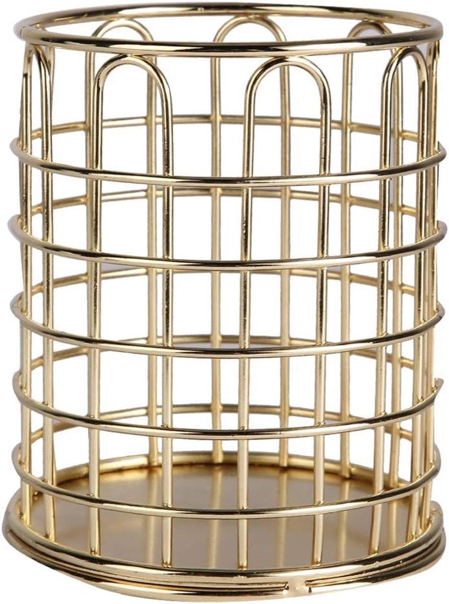 Multifunctionele Cosmetica Organizer met Opbergruimte voor Make-upkwasten en Oogpotloden voor Badkamer, Slaapkamer en Kantoor in Luxe Goud