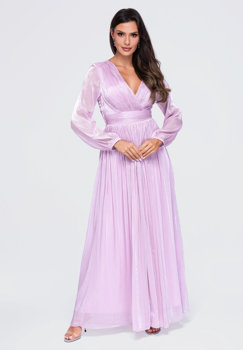 LARICA Jurk - Lange Mouw - Rits - Effen Violet S
