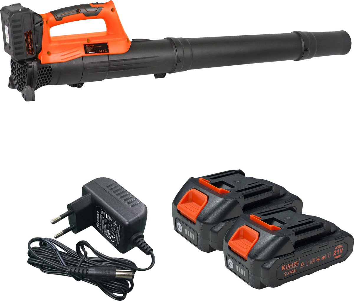 Bol.com Kibani accu bladblazer 21V - incl. 2 accu's - grote mondopening - blaassnelheid 150km/h - bladblazer accu - bladblazer m... aanbieding