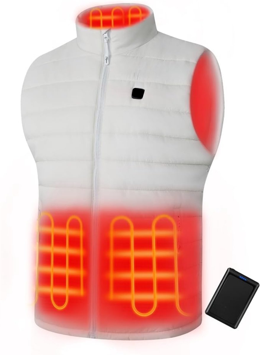 DYVNS® Verwarmd Vest Mannen en Vrouwen 4 Verwarmingszones 3 Temperatuurstanden Wit