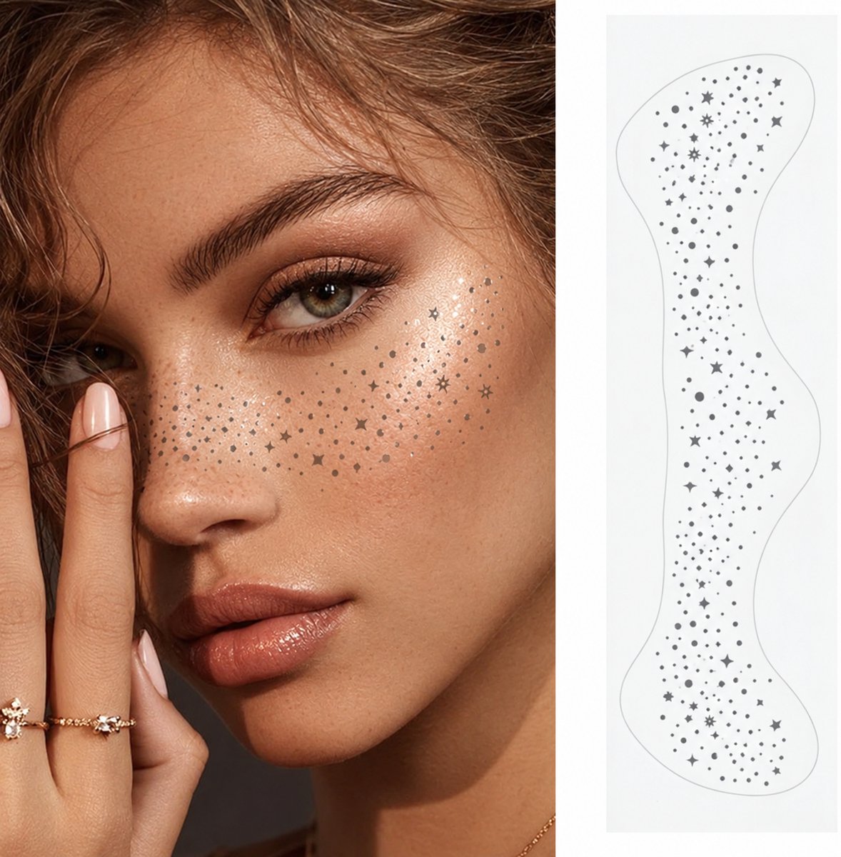 Freckles Gezicht Sproetjes Temporary Tattoo [Neptattoo - Tijdelijke tatoeage - Nep Fake Tattoos - Water overdraagbare festival sticker henna outfit tattoo - Glitter tattoo - Volwassenen Kinderen Jongen Meisje]