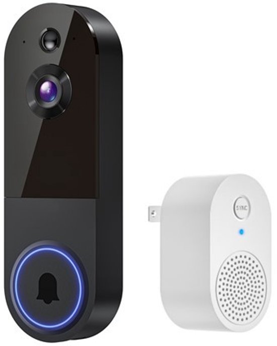 Deurbel draadloos - Videodeurbel - Slimme Deurbel - Deurbellen met camera - WiFi Deurbelcamera - Draadloze Videodeurbel met USB Gong - Voor Huis, Appartement en Kantoor - Betrouwbare huisbeveiliging - Zwart — afbeelding 2