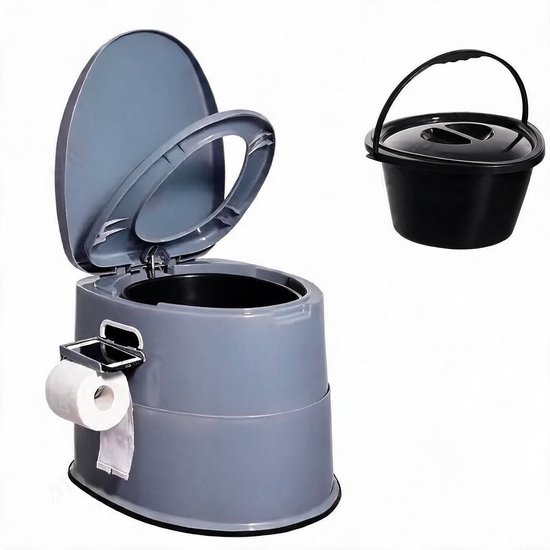 Crestone - Camping Toilet - Deelbaar - Draagbaar toilet - Milieuvriendelijk - Chemisch toilet - Toilet training - Zindelijkheidstraining - Hoge zit 45-50 cm - 7 Liter bak - Incl. deksel en rolhouder