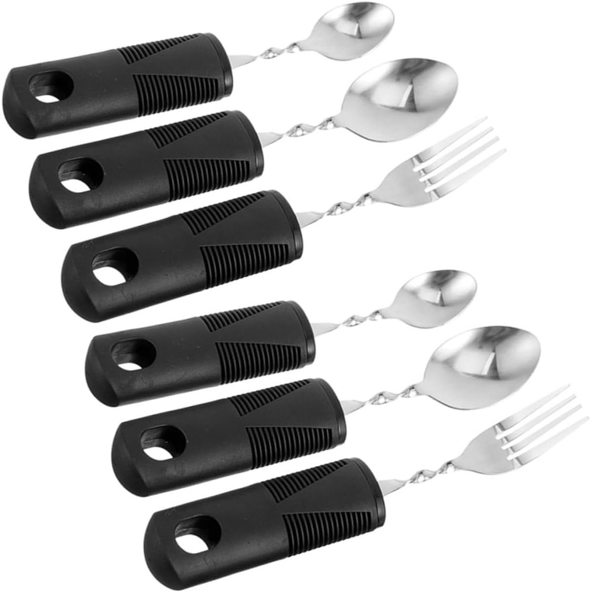 Gatuida 2 Sets buigbaar kampeergerei eenhandig Keukengadgets pan Gehandicapt serviesgoed antislip serviesgoed adaptieve gebruiksvoorwerpen gadgets voor gehandicapten rubber Black