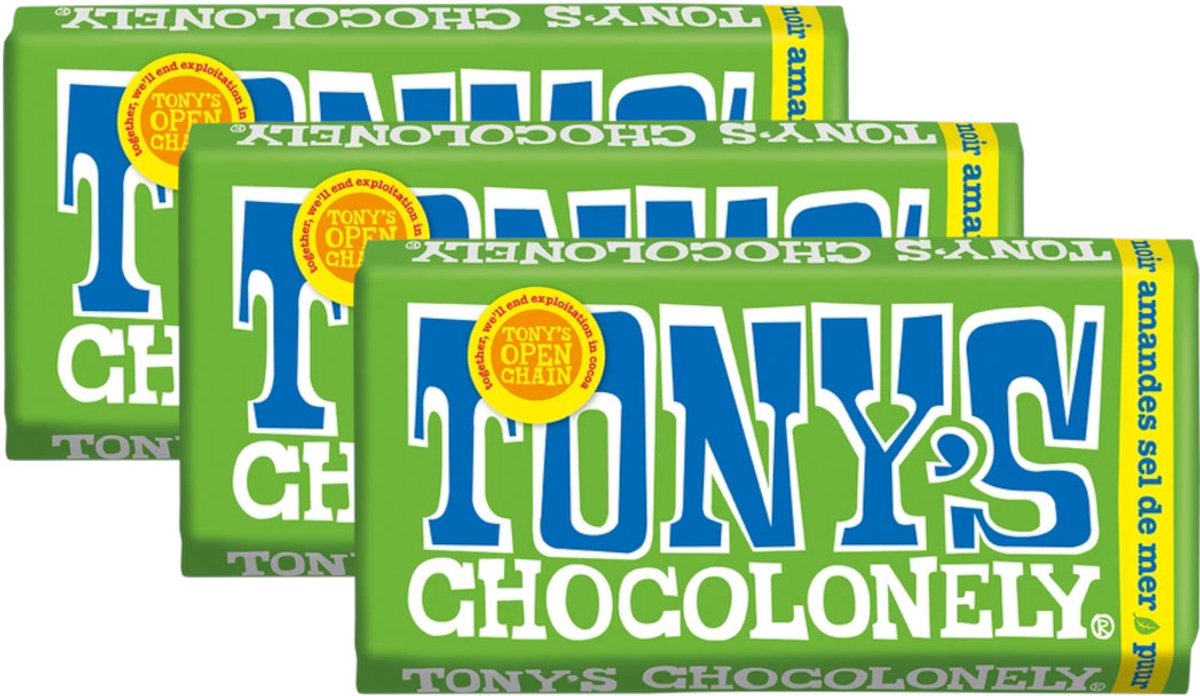Tony's Chocolonely Puur Amandel Zeezout - Multipack - Chocolade - 540g (3x180g)