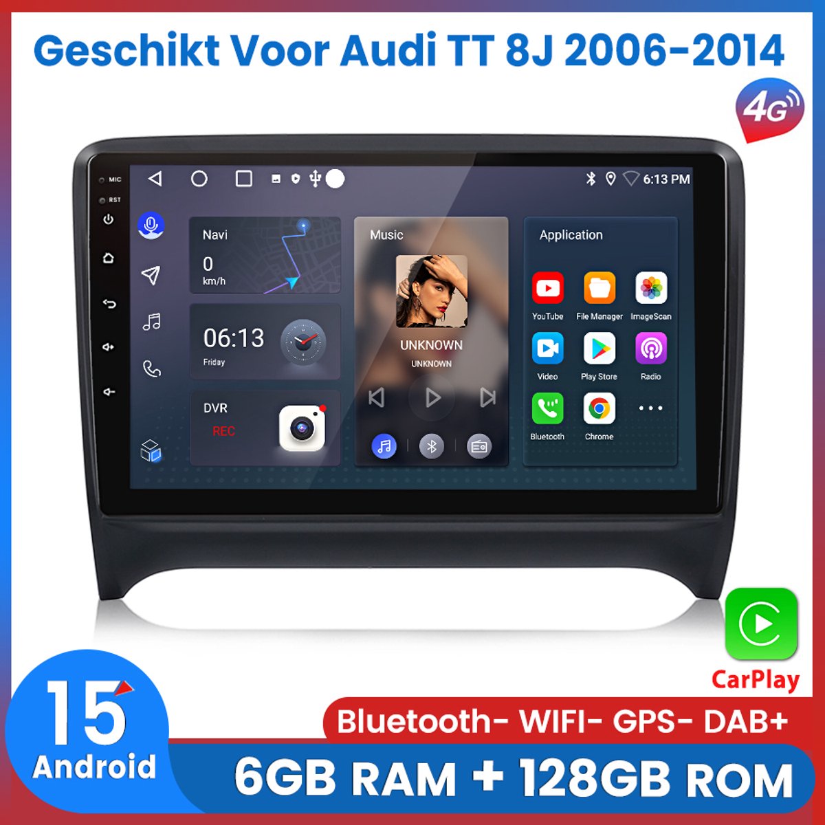 Awesafe 6+128GB Autoradio - Geschikt Voor Audi TT 8J 2006 t/m 2014 - 8 Kern V1PRO Versie - Draadloos Apple Carplay & Android auto - 4G WIFI GPS Navigatie - Ondersteuning invoegen 4G SIM - 2007 2008 2009 2010 2011 2012 2013