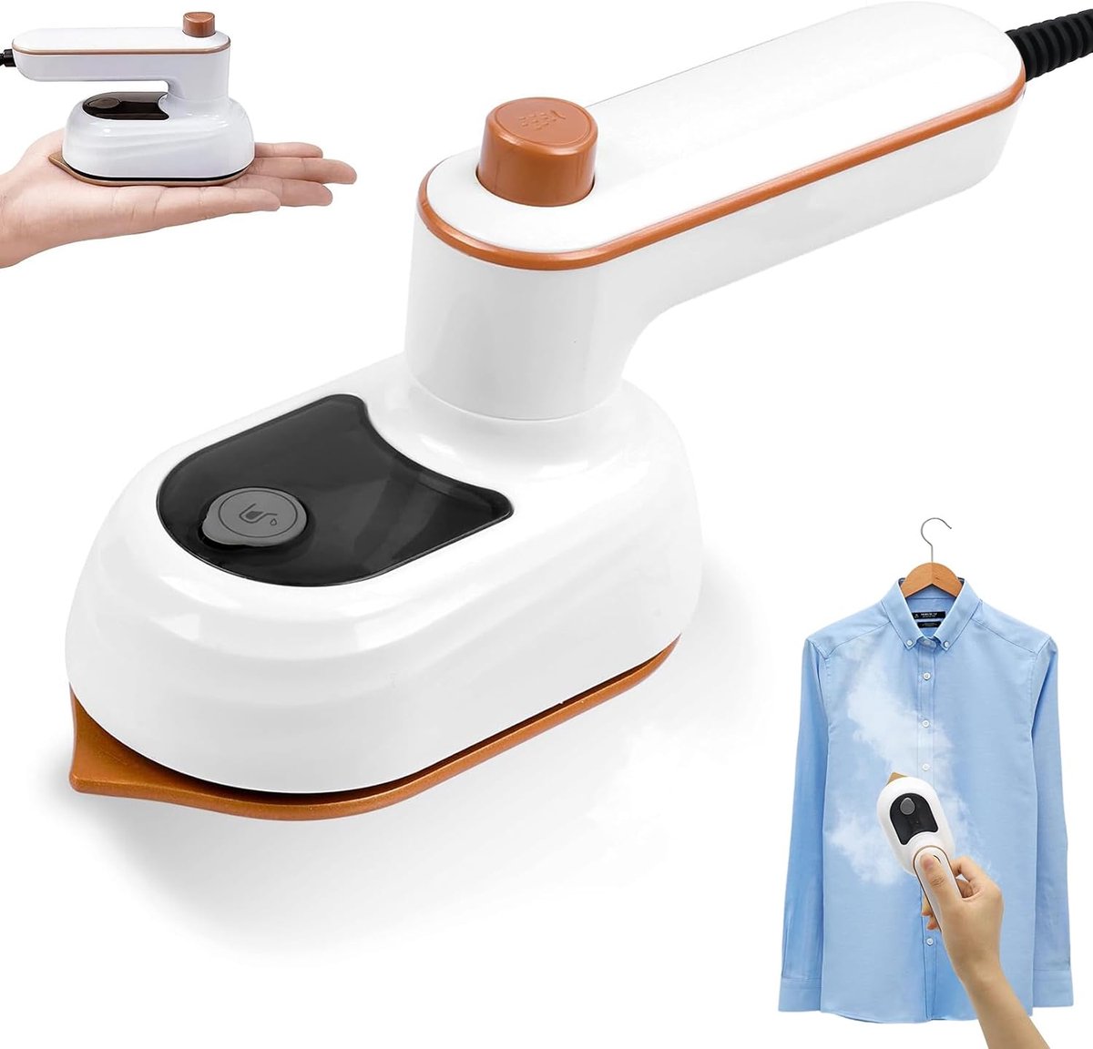 Mini Handstrijkijzer met Stoom - Draagbare Reiskledingstomer - 180° Opvouwbare Handstomer - Met 50 Ml Stoom - voor Reizen en Thuisgebruik - wit