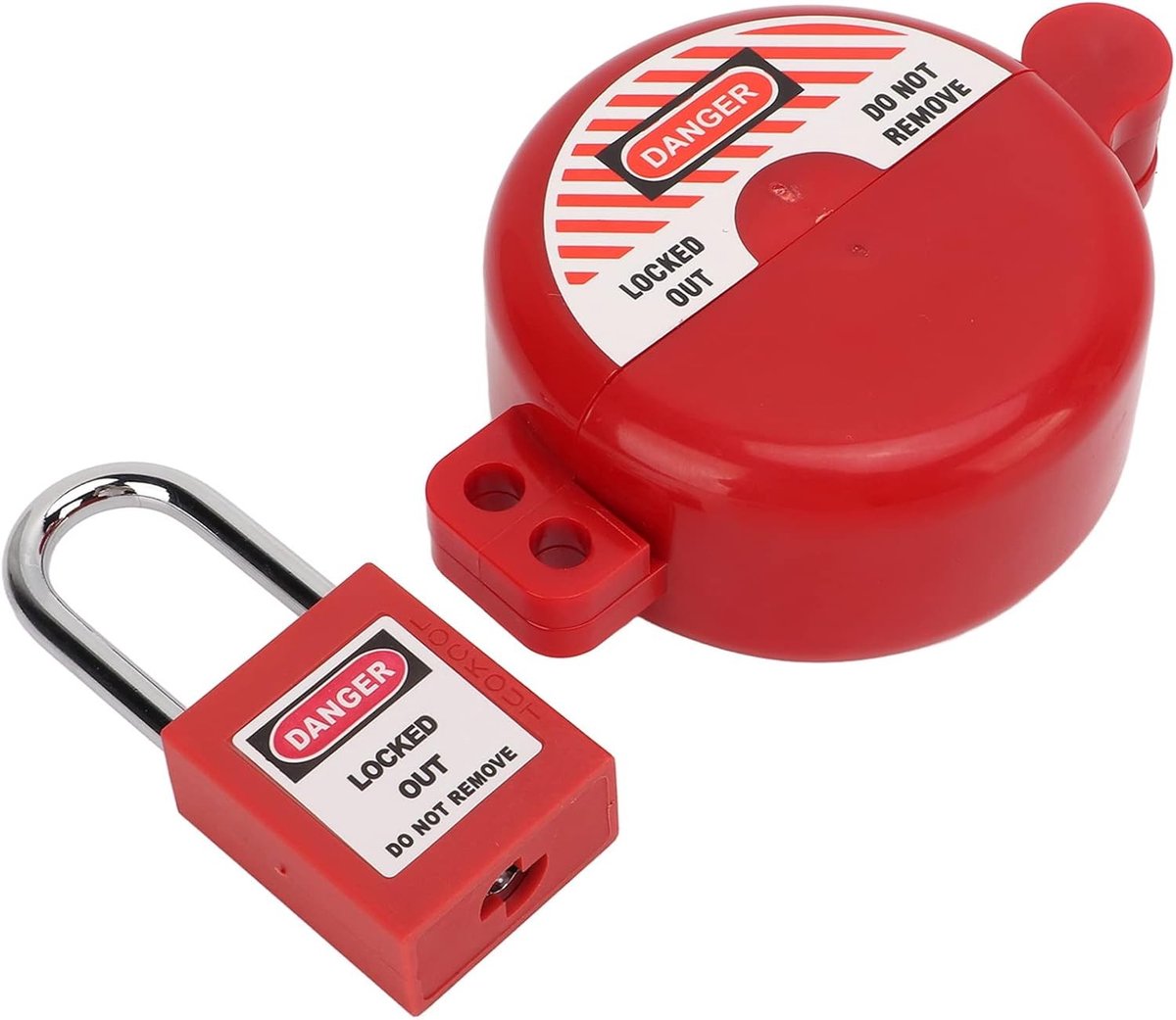 Lockout tagout set - Grijs - 130 x 92 x 46 mm - Polymeer Ventielslot met Veiligheidshangslot - Voor Gas- en Watertanks