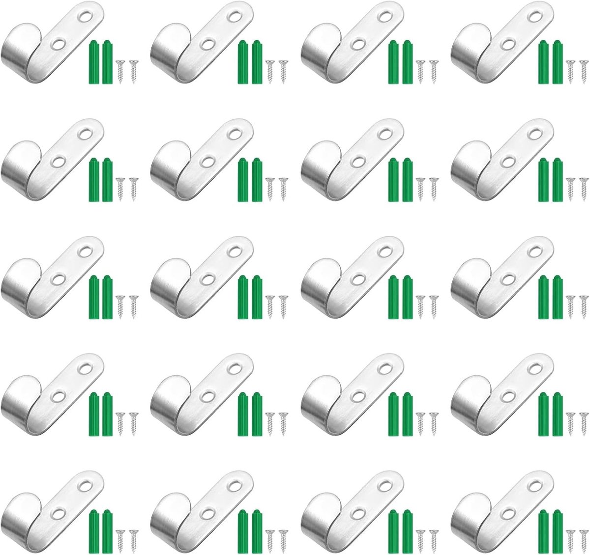 Set van 20 Net Haakjes voor Zeilen, 50 x 13 x 2,5 mm, Sterke Bevestigingshaken voor Aanhangwagens en Tuinaccessoires