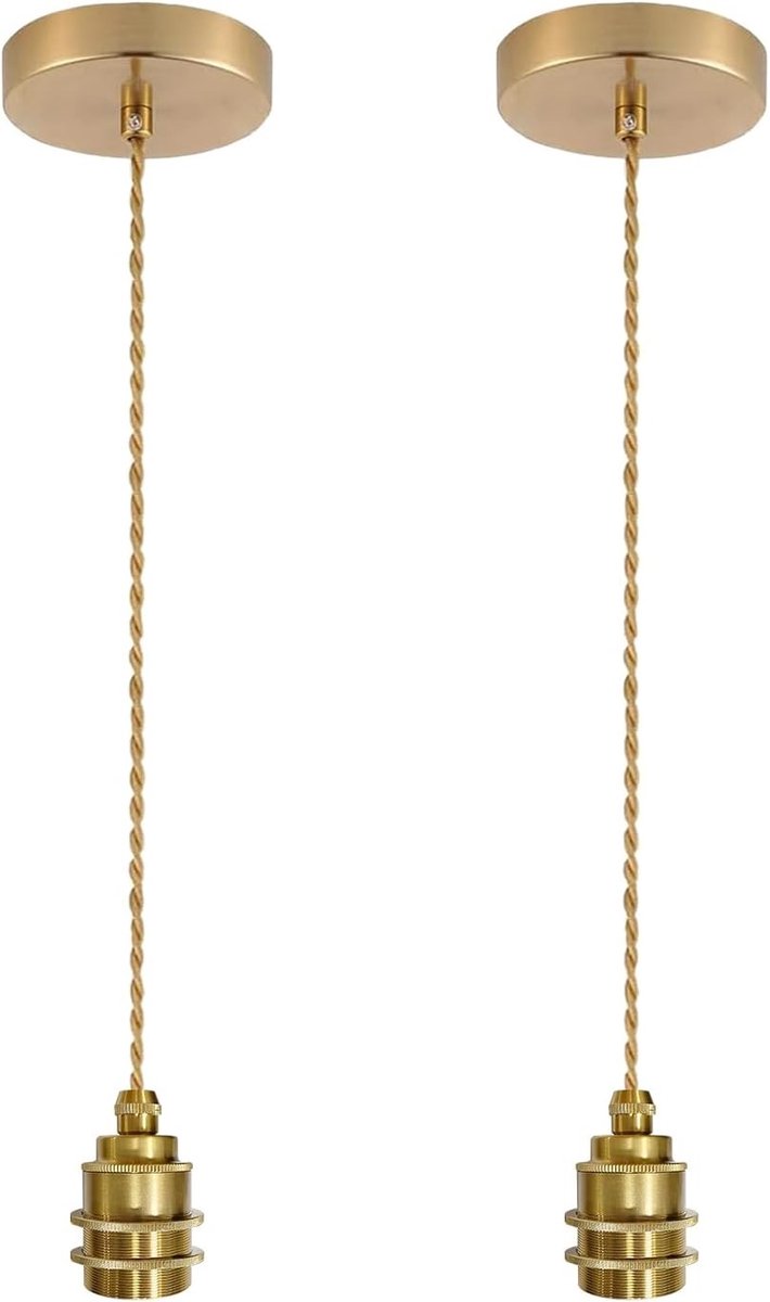 Lampenkap - Goud - 10 x 10 x 10 cm - Metalen Hanglampfitting met Verstelbare Kabel - Voor Plafondverlichting