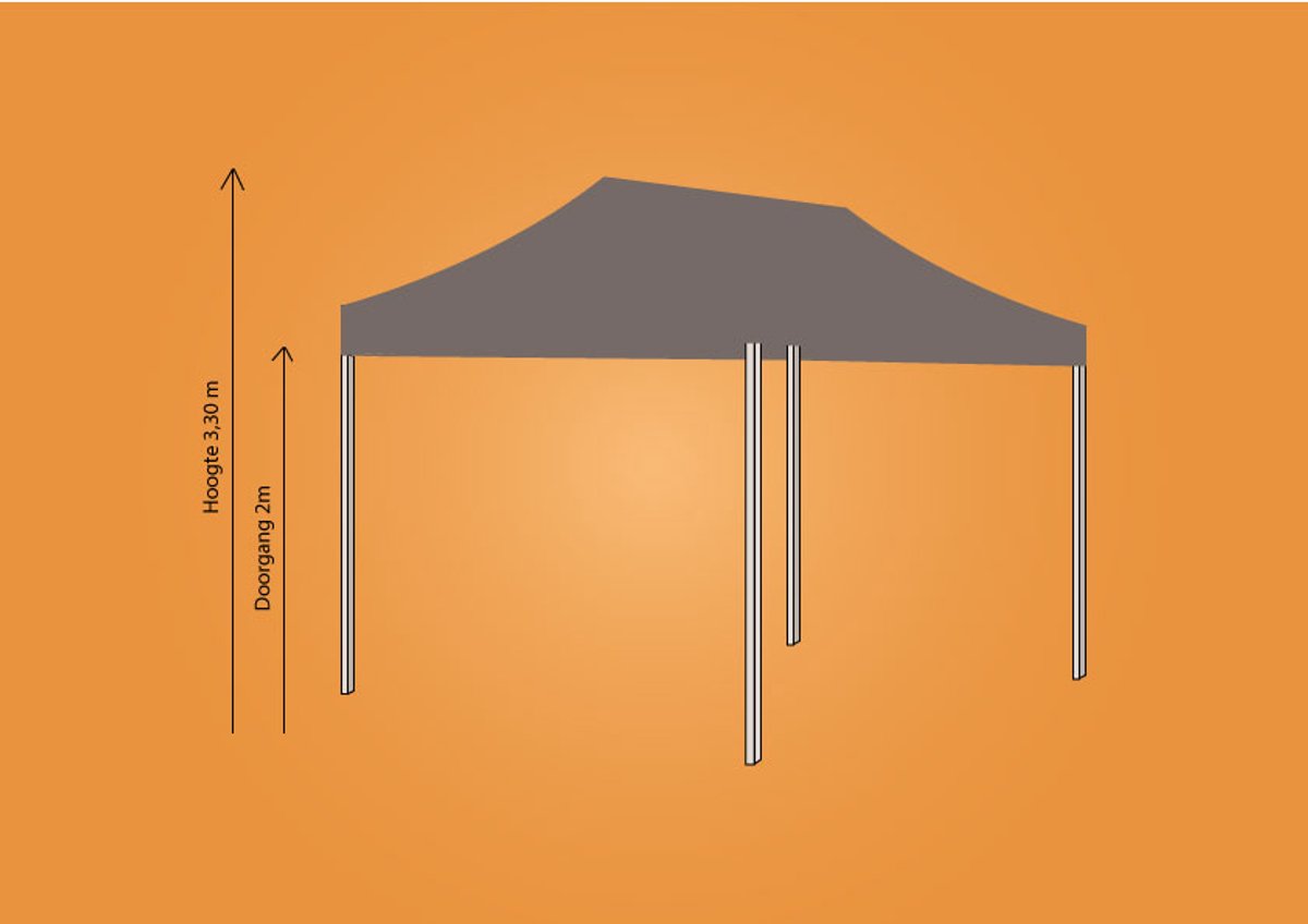 Ambisphere - Plooitent 3x4,5 - Vouwtent 3x4,5 - Easy Up 3x4,5 - ALU - Kleur: ZAND