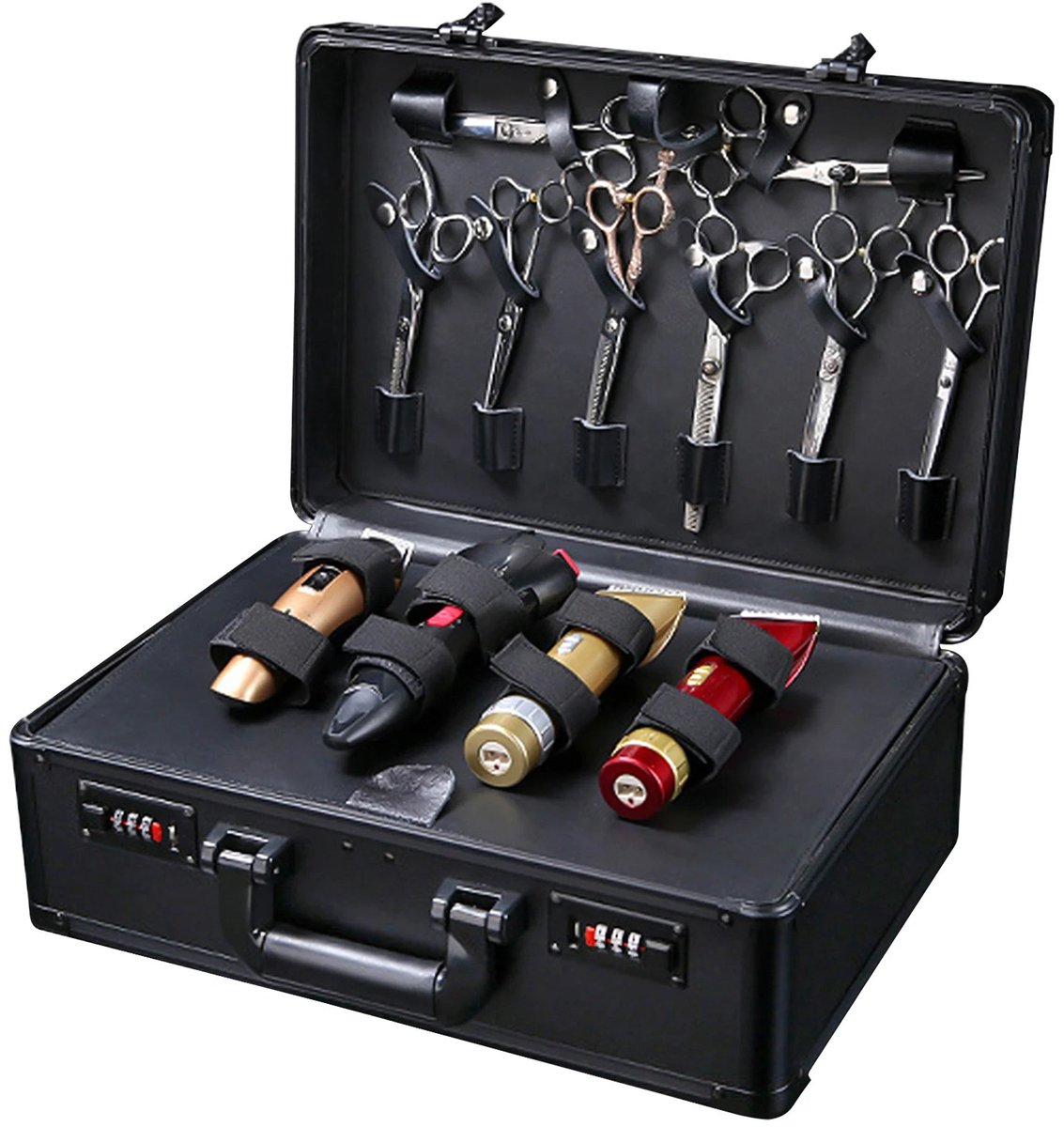 Cherrys Finds - Kapperskoffer - Kapperstrolley - Kappers organizer - Combinatieslot - Professionele Kapperstas - Grote Opslagcapaciteit - Afsluitbare Opberg- En Presentatiekoffer - 40x31x16cm - Zwart