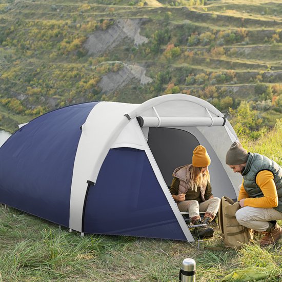 Outsunny-Campingzelt-Polyester, Fiberglas-320L x 240B x 130H cm-Blau van Merkloos — afbeelding 5