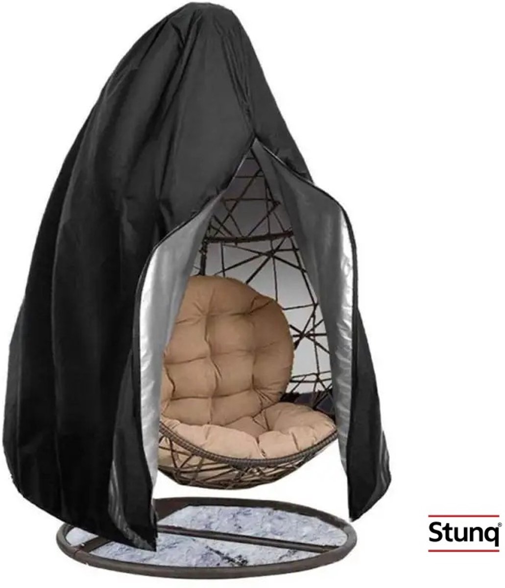 Stunq Waterdichte UV-bestendige hangende eierstoelhoes zwart 190x115 cm
