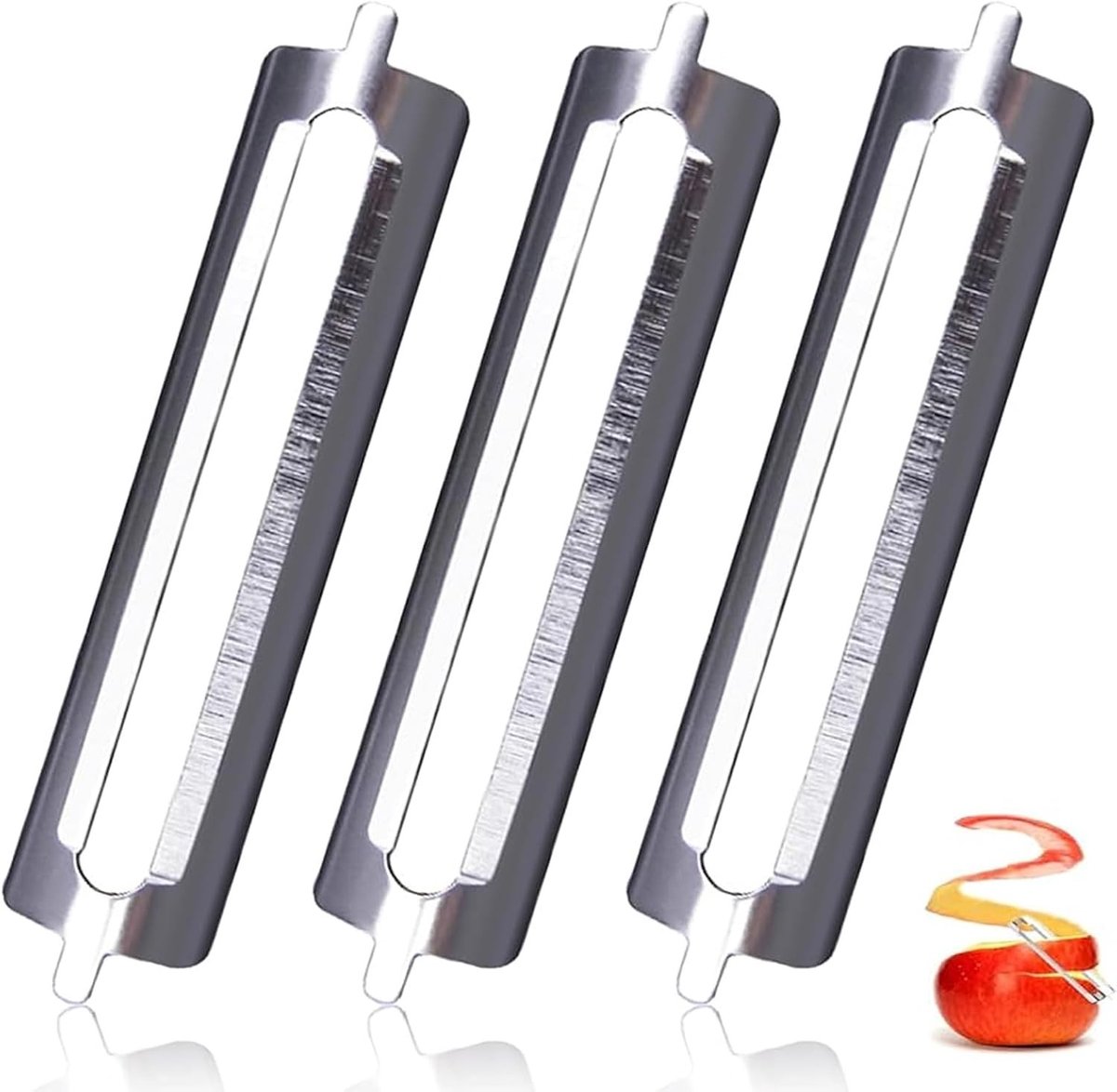 Set van 3 Vervangende Schilmesjes van RVS voor Groenten, Aardappelen en Komkommers - Perfecte Schiller voor Keukengebruik