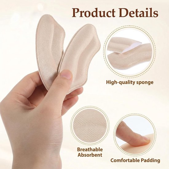 Hielkussens voor schoenen - 16 antislip hielpads, comfortabele kussens voor hielrug en hielstopper voor dames, ideaal voor dagelijkse schoenen — afbeelding 2