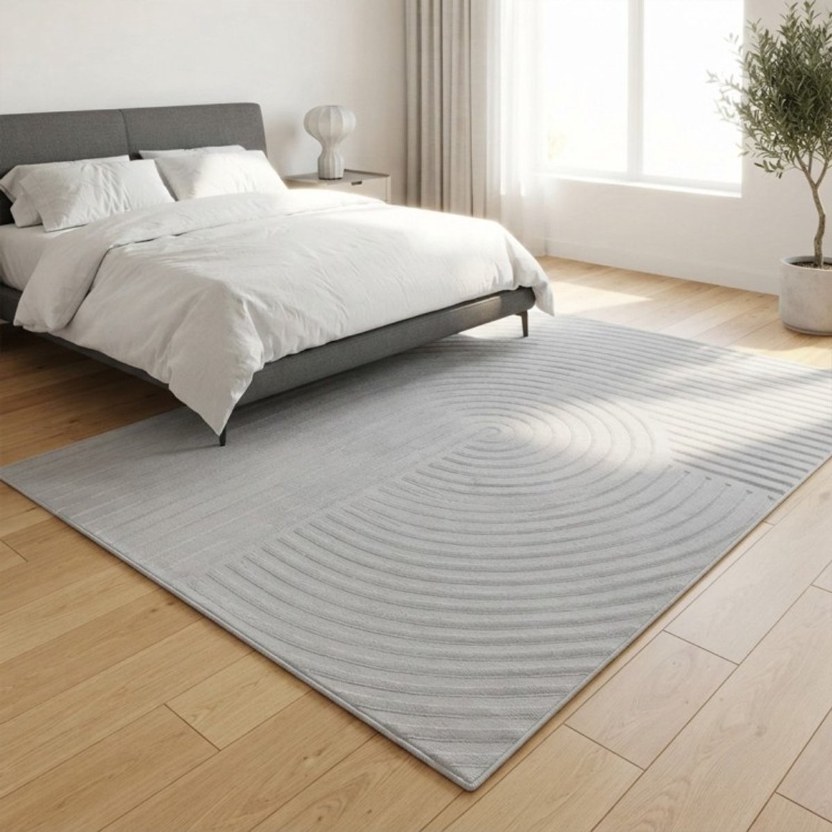 TapisTrend Designer tapijt Grijs 120x170 cm Modern vloerkleed met gestructureerde geometrische vormen, minimalistisch design, antislip, woonkamer