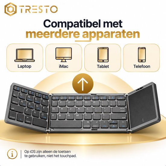 Groot Computer TRESTO - Opvouwbaar Toetsenbord - Groot Touchpad - Qwerty Toetsen ...