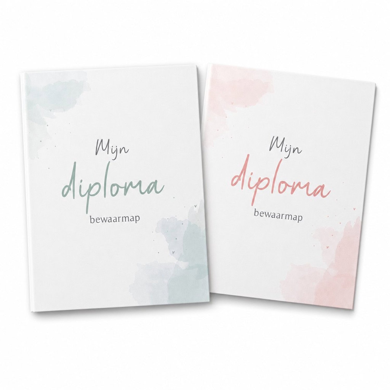 Fyllbooks Mijn diploma bewaarmap - Watercolour Roze & Groen - Voordeelset