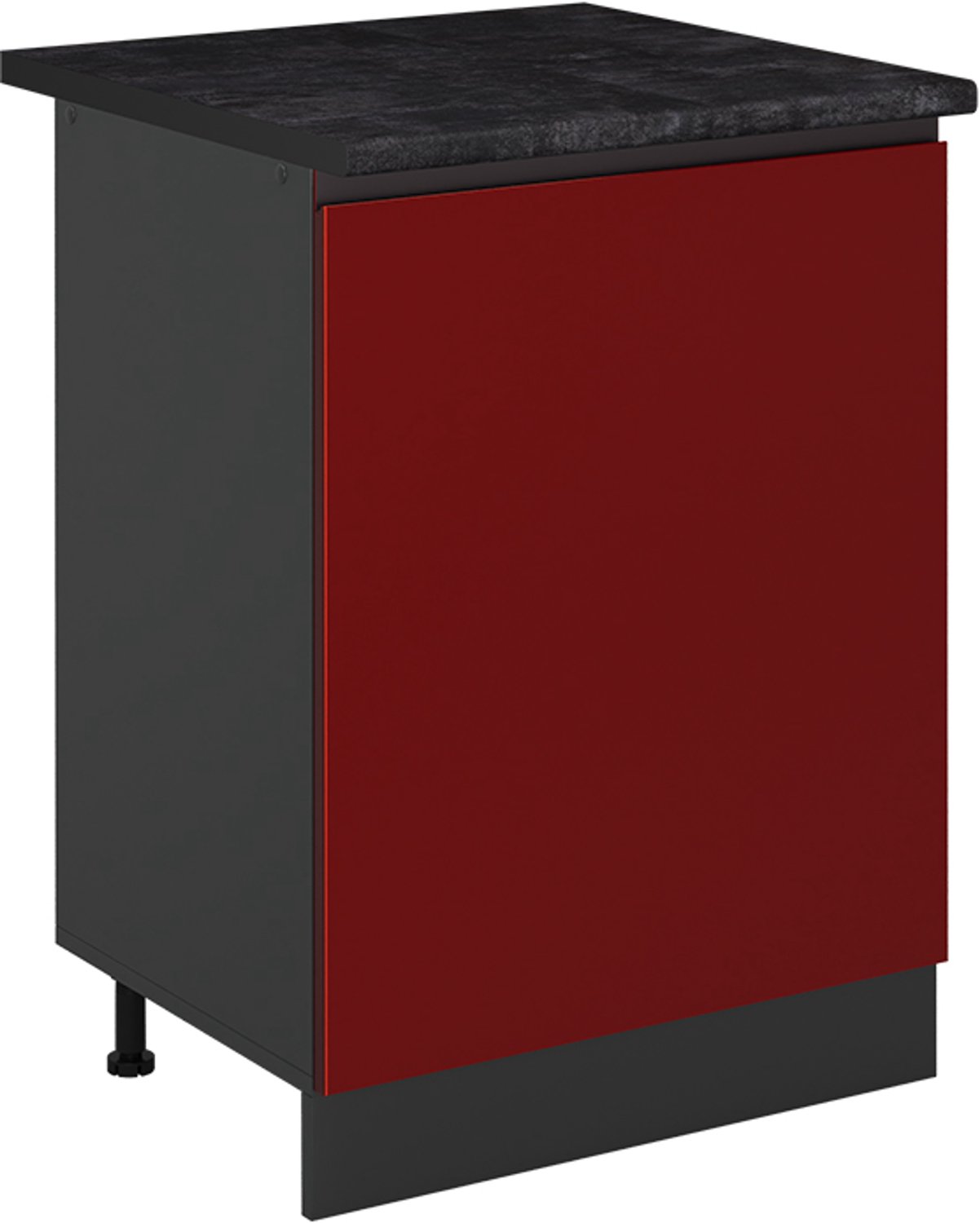 Vicco Keukenonderkast R-Line, Rood/Antraciet, 60 cm met 1 deur antraciet werkblad