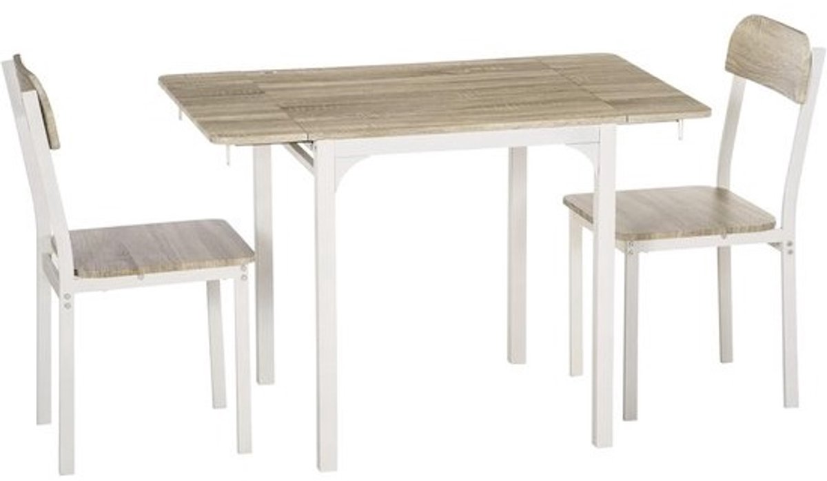 3-delige eetkamerset - Opklapbare tafel - 2 stoelen - Compacte eettafel - Voor kleine ruimtes