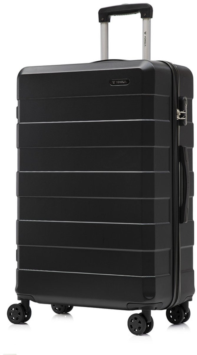 YONSLY Handbagage Koffer - 76 x 49 x 29 cm - 98 L - Cijferslot - 360° Draaibare Wielen - Grote Trolley - Zwart