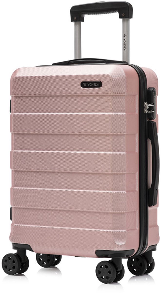 YONSLY Handbagage Koffer - 55cm - 40 L - Cijferslot- 360° Draaibare Wielen - Roségoud