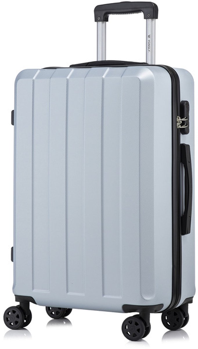 YONSLY Handbagage Koffer - 66cm - 66 L - Cijferslot- 360° Draaibare Wielen - Trolley- 66 x 43 x 26 cm - Zilver