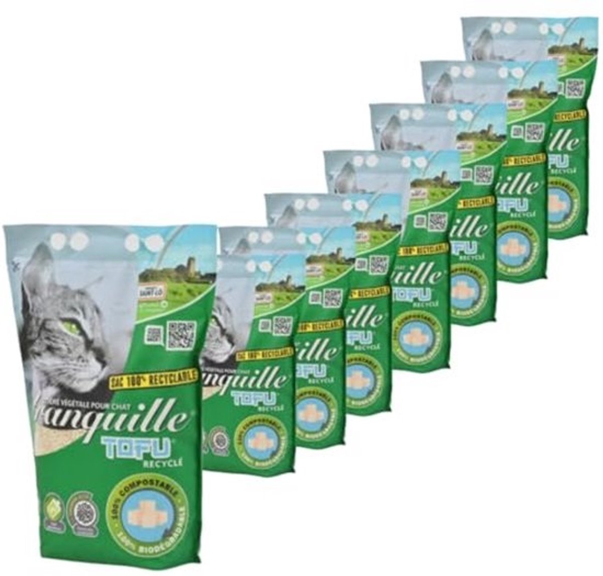 Tranquille - Gerecycled tofu-spaanstrooisel, 4 liter, 8 stuks
