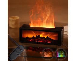 Aroma Diffuser met 7 Kleurrijke Vlameffecten – Elektrische Etherische Olie Diffuser met Afstandsbediening – 3 Timers & Automatische Uitschakeling Zonder Water – Voor Kantoor & Woonkamer