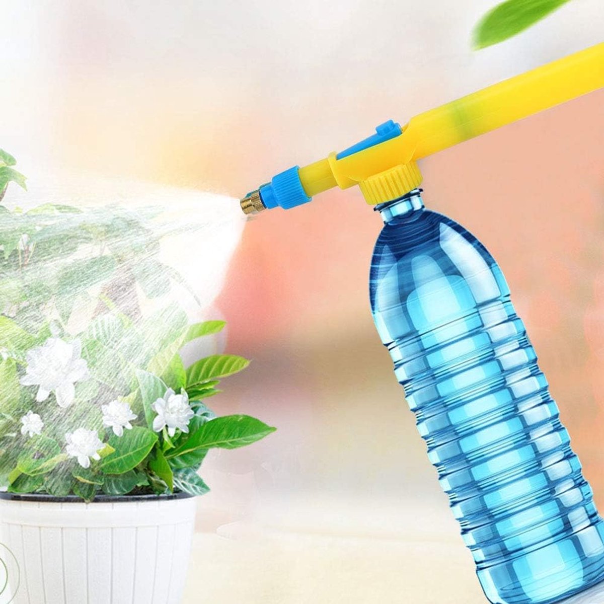 Hogedruk handmatige sproeier voor tuinplanten besproeiing, verstelbaar mondstuk, licht, duurzaam, voor bloemenbonsai, flessen van 1,25 l/2,5 l