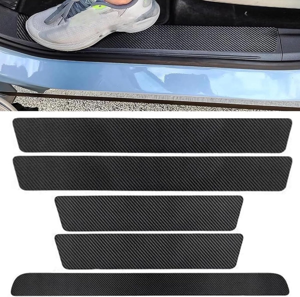 5 stuks dorpelbeschermers voor Toyota CH-R 2024 2025, beschermfolie van koolstofvezel voor dorpel stootplaat sticker welkomststicker pedaal