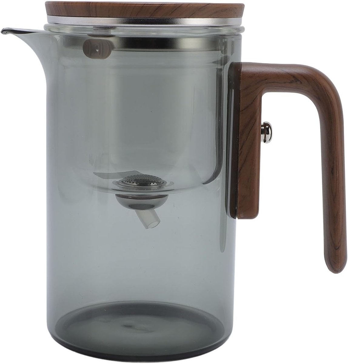 Magnetische Glazen Theepot Ergonomische Houten Handgreep Drukbediening voor Theeliefhebbers 600 Ml