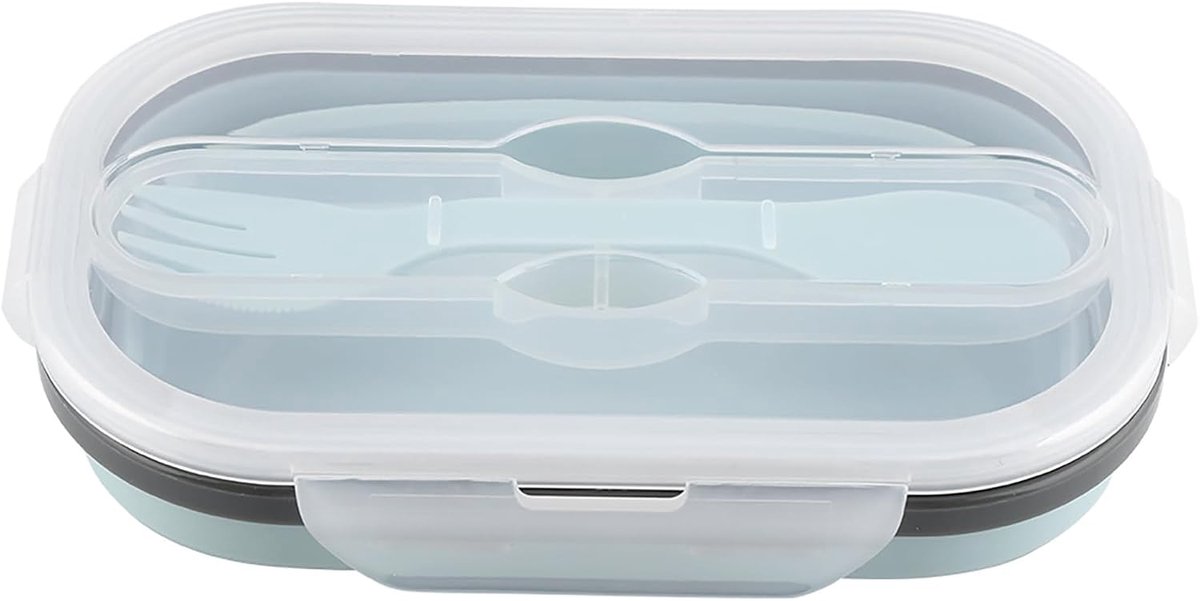 Voedselveilige Siliconen Lunchbox, Draagbare Voedselopslagcontainer voor Gebruik Binnen en Buiten (Blauw)